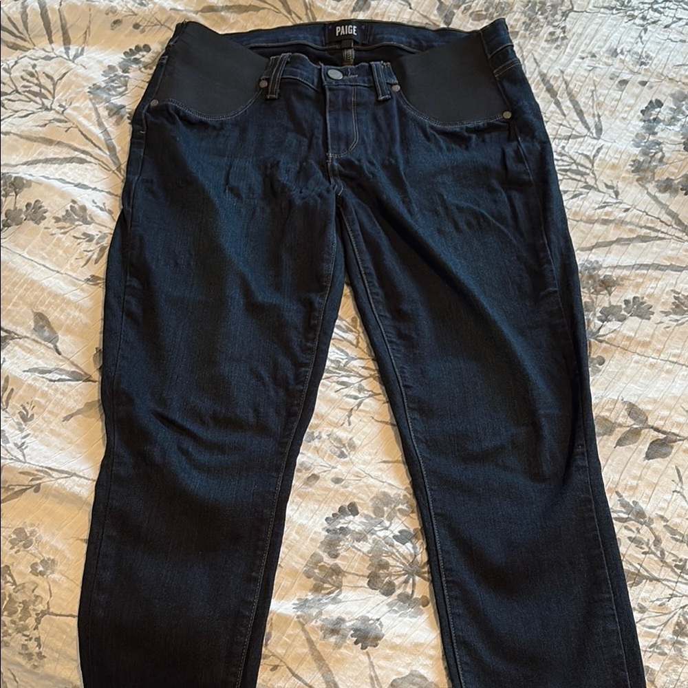 PAIGE Women's Black Maternity Jeans Slim Fit